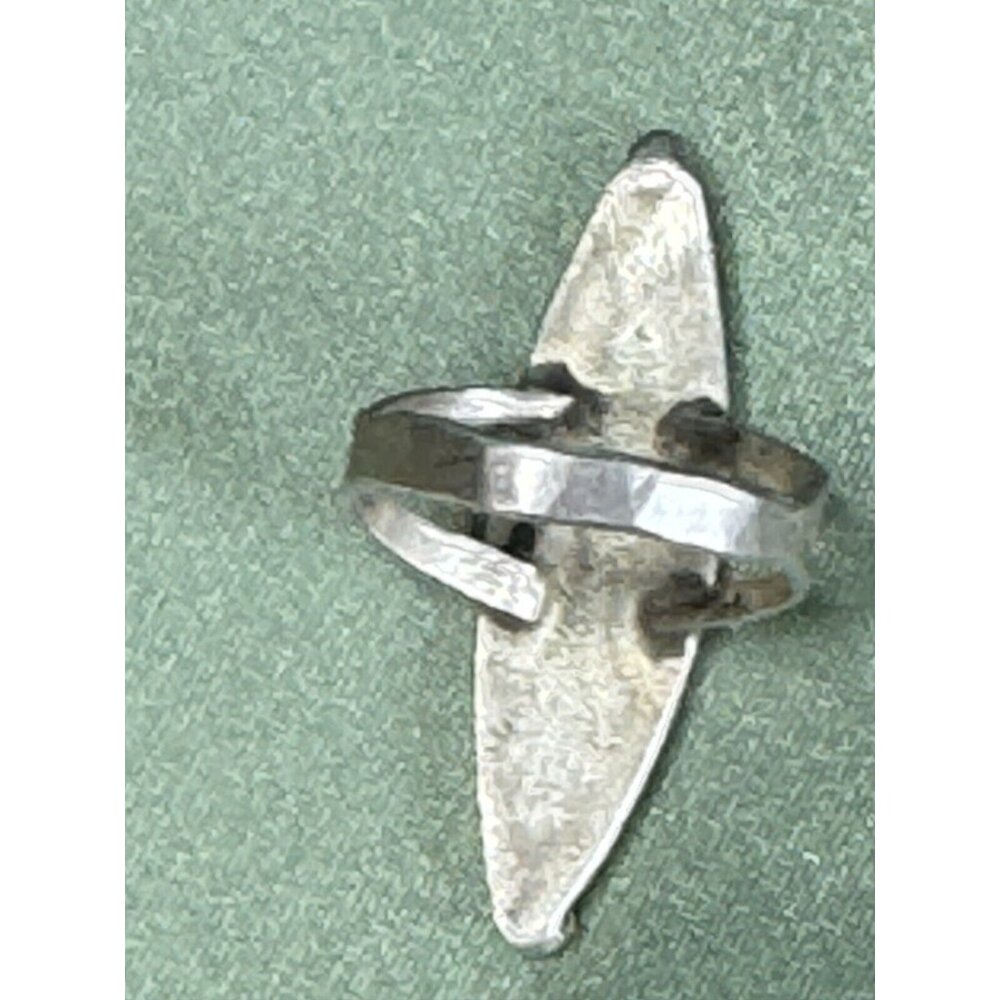 Navajo Native American Genuine Turquoise Coral Mosaic Inlay Sterling Ring sz 5.5 - Picture 9 of 10